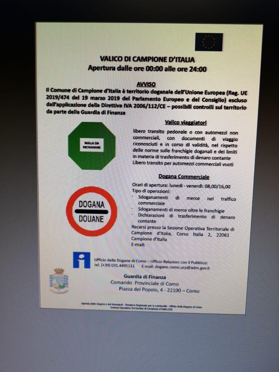 Da Gennaio Ci Sara Il Valico Di Campione D Italia Laregione