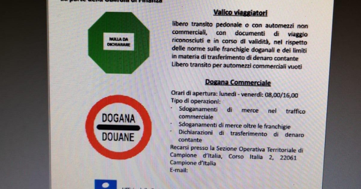 Da Gennaio Ci Sara Il Valico Di Campione D Italia Laregione